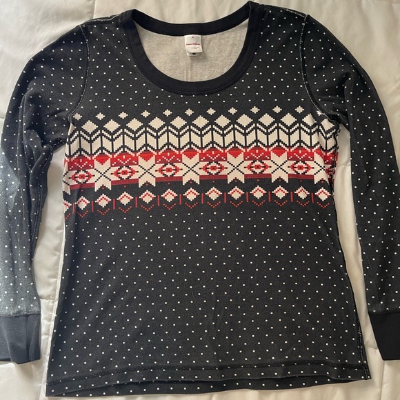 Hanna Andersson Fair Aisle pajamas Size M Women’s TOP ONLY Christmas Holiday - Picture 1 of 4